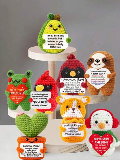 1件手工钩织桌面摆件，异想天开的科幻动物植物造型玩偶，可爱卡通风格，适合送给闺蜜、姐妹、妈妈、奶奶、同事、家人，传递正能量，创意派对礼物，母亲节礼物，感恩节礼物，儿童毛绒玩具，房间桌面装饰