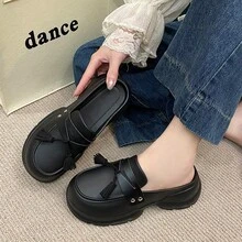 新款时尚简约女士一脚蹬鞋，EVA柔软防滑鞋底，透气舒适，室内外皆宜，全天穿着舒适 - 黑色 - 查看 1