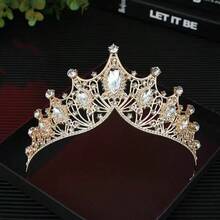 2pcs King And Queen Crown Set, Unisex, Suitable For Wedding, Graduation, Birthday, Valentine's Day Party And Other Occasions - Gold - View 6