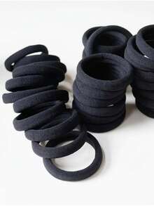 300pcs/100pcs High Elasticity Black Soft Seamless Hair Ties, Ideal For Daily Ponytail Hairstyle, Back To School, Birthday, Holiday Gift - Black - View 5