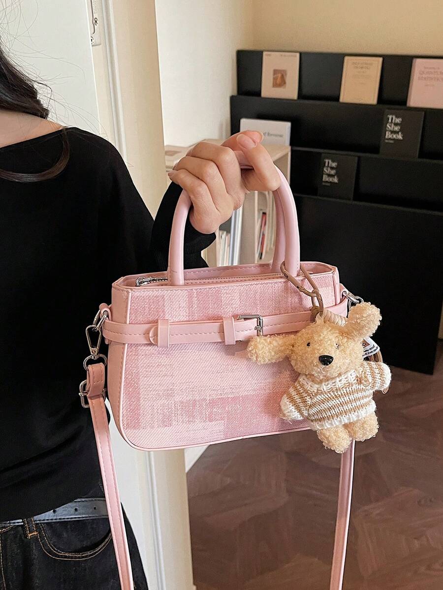 Women's Fashion Handbag, New Summer 2026 Minimalist Shoulder Bag, Unique Commuter Crossbody Satchel - Pink - View 1