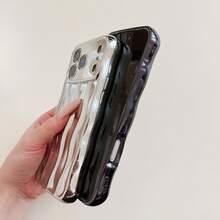 頂級銀色 3D 波浪紋軟手機殼，適用於 iPhone 18 Pro Max/18 Pro/18/17 Pro Max/17 Pro/17/16 Pro Max/16/16 Pro/16 Plus/15/15 Pro Max/15 Pro/15 Plus/13/14 Pro Max/14 Pro/14 Plus，極簡創意全包覆防震 - 銀色 - 查看 6