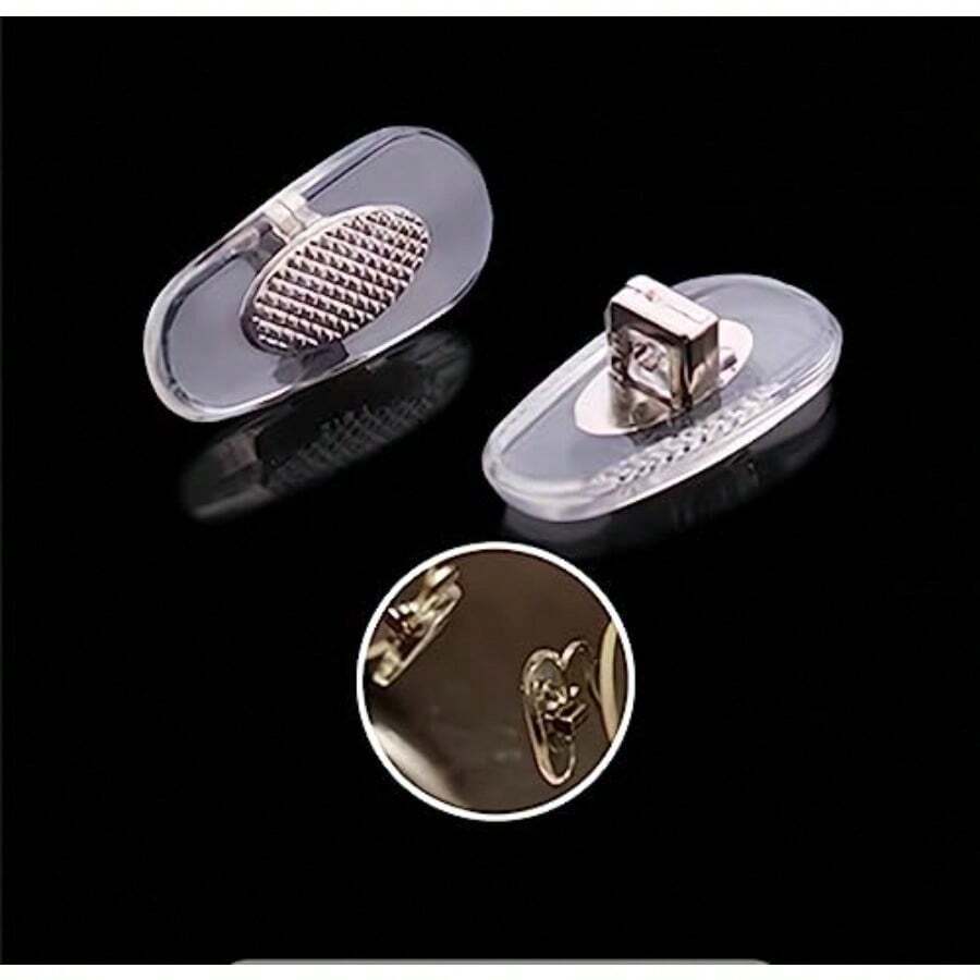 Replacement Nose Pads For RB Eyeglass Sunglasses Frame Silver Push-In Plug-In Eyewear Nose Guard Durable Plastic With Soft Silicone Tips Lightweight And Comfortable Fit - -如圖所示- - 查看 1