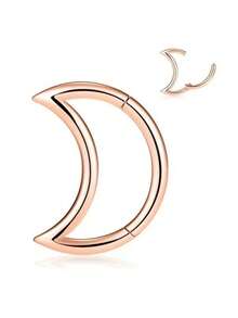 1pc Stainless Steel Seamless Hinged Segment Ring, Moon Shape, Suitable For Nose Septum And Ear Piercing, Unisex Daily Wear - Multicolor - View 12