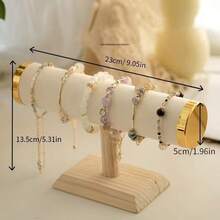 Wooden Bracelet Display Stand, Jade & Jadeite Bangle Holder, Jewelry Storage Organizer - Beige - View 14