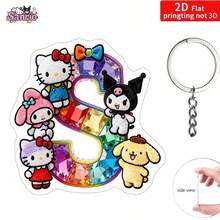 2D打印圣诞字母卡通钥匙扣，A-Z字母主题亚克力钥匙扣，包包挂件，背包和钱包挂饰，汽车钥匙扣，卡通挂件，女士钥匙扣，钥匙链 - 彩色 - 查看 17