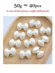 EECLYCJ 50g Faux Pearl ABS Pearlescent Bow Beads, 3 Styles Of Sweet Cute Kawaii Mini White Hole Beads For Girls DIY Crafts, Cellphone Straps, Handbag Charms, Hair Ties, Bracelets, Handmade Mother's Day Gift Materials - Beige - View 13