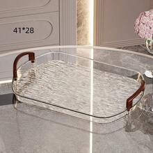 1 PET Serving Tray, Oval-Shaped Tray, Used In The Kitchen, Dining Table, Fruit Cake Tray For Holiday Parties - Grey - View 5