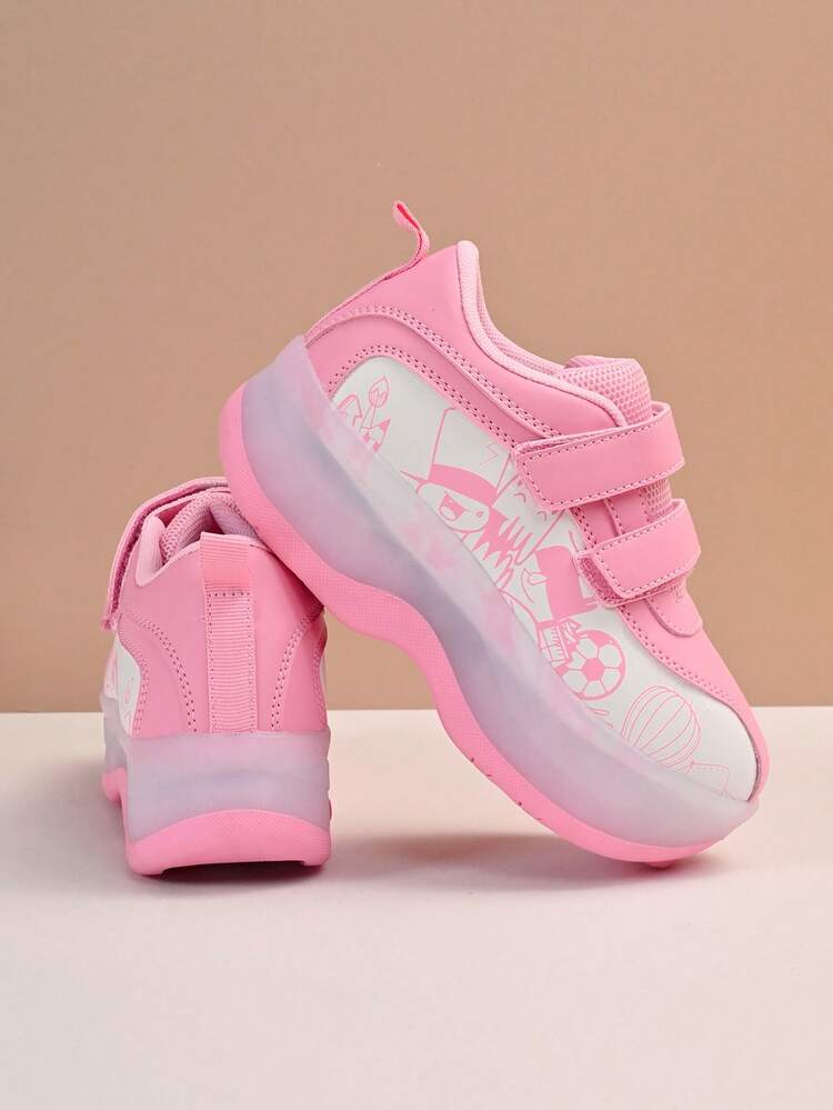 Zapatos de patines retráctiles de un solo botón, zapatillas deportivas de moda - Rosa Pálido - Añade 3