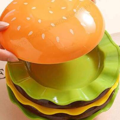 Bộ 7 bát hình hamburger dễ thương có nắp đậy - Xếp chồng được, thích hợp đựng tráng miệng, kem, đồ ăn nhẹ, salad - Bộ đồ dùng nhà bếp sáng tạo, quà tặng cho người yêu thích hamburger.