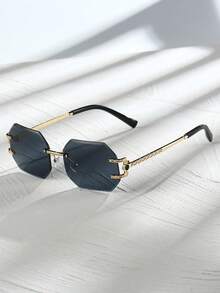 一副多边形女士奢华无框金属时尚眼镜，适合各种场合 - 彩色 - 查看 10