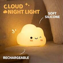 1pc Cute Cloud Silicone LED Bedside Night Light, Atmosphere Lamp, Sleep Companion, Nursing Light, Soft Warm Light, Easy Operation, Touch To Turn On, Soft Silicone Material - Baby Pink - View 3