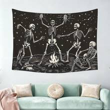 1 tấm thảm trang trí hình bộ xương sao tối màu theo phong cách lễ hội, vẽ tay retro, trang trí lửa trại, phông nền phòng ngủ độc đáo, tranh treo tường phong cách tối màu đầy phong cách. - Lễ hội bộ xương - Xem 6