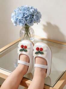 白色花朵婴儿玛丽珍平底鞋，女童蝴蝶结防滑鞋底婴儿学步鞋，公主裙婴儿床婚礼鞋 - 白色 - 查看 2