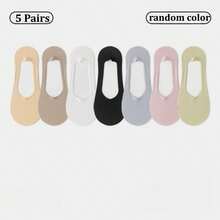 1/3/5 Pairs Spring And Summer Ice Silk Boat Socks For Women, Anti-Slip, No Heel Slipping, Invisible Socks, Thin Low-Cut Socks, Breathable Cool Socks - Multicolor - View 17