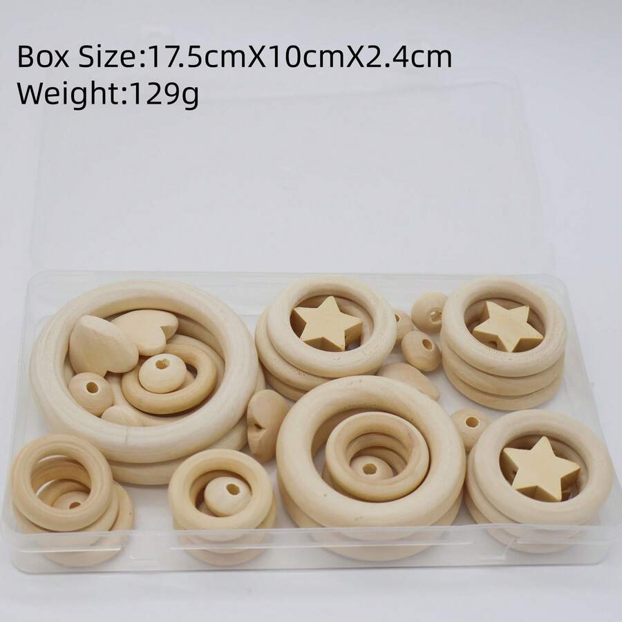 天然木不规则木珠套装，木珠DIY套件 - 混款盒裝 - 查看 1