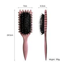 1pc  Curl Defining Brush Curly Hair Brush With Bristle Special Design Curl Define Styling Brush For Women Men - 1件-粉紅色 - 查看 3