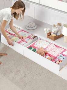 Underwear Storage Box, Pink Fabric Storage, Drawer Storage Box, Vanity Drawer Storage Box, Bedroom Clothing Storage Box, Suitable For Dresses, Pants, Shoes, Jeans, Boots, Skirts, Bedroom, Home Storage, Room Decor - Pink - View 2