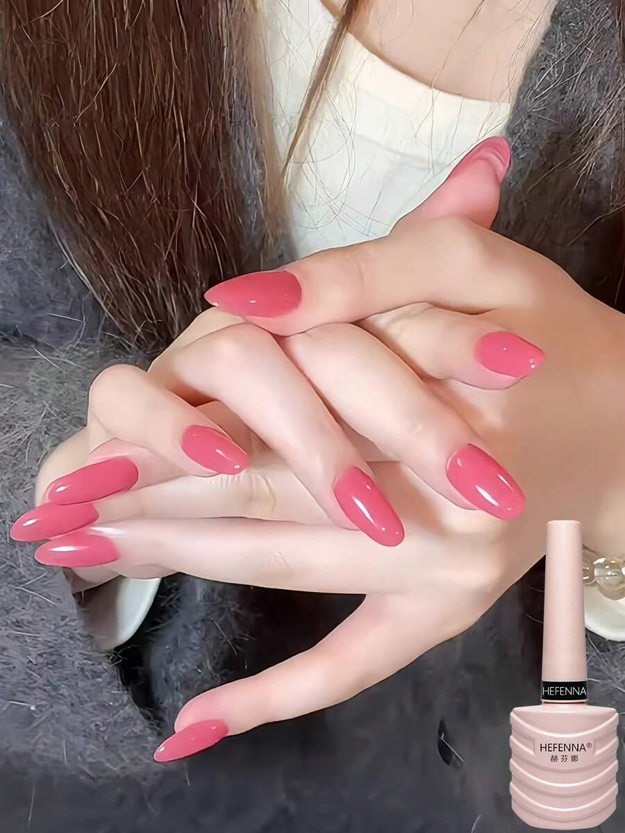 HEFENNA 柔和玫瑰粉色凝胶指甲油套装，光泽滋润，适合女性和女孩，可用于摄影或摄像、旅行、化妆课程以及DIY美甲练习。（1瓶）