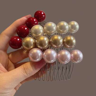 1pc Women's Elegant Sweet High-End Pearl Side Bangs Hair Clip