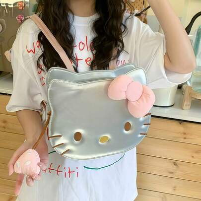 SANRIO KT猫咪大号双肩包，甜美可爱少女风双肩包，大容量，适合上学/通勤（配件颜色随机）