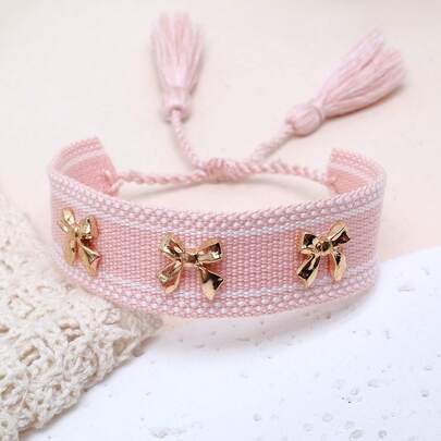 1 pièce Bracelet Nœud Papillon, Bracelet Bohème Vintage Réglable Fait Main à Imprimé Léopard Créatif avec Gland, Convient pour les Femmes pour les Fêtes, les Voyages et le Port Quotidien