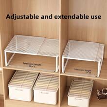 1pc Expandable Wardrobe Organizer, Adjustable & Extendable, Multi-Tier Storage Shelves, Pull-Out Shoe Rack, Bookshelf, Kitchen/Bathroom Storage, Space Saving, Available In 3 Sizes, Suitable For Closet, Dorm, Home, Back To School, Teacher Gift, Women's Storage, Travel & Holiday, Fall/Halloween Decor - Multicolor - View 4