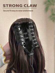 24-26 Inch Long Wavy Ponytail Synthetic Heat Resistant Clip-In Curly Wavy Ponytail Hair Extension, Black & Brown - Multicolor - View 5