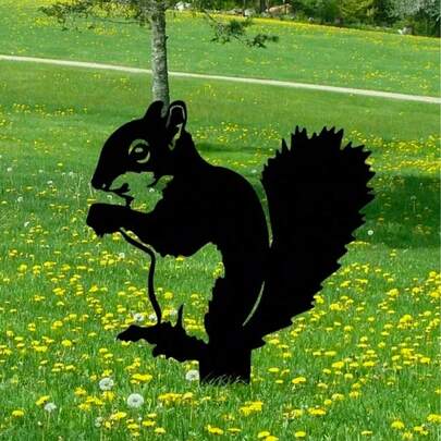 Cọc trang trí sân vườn hình sóc bằng kim loại, đồ trang trí sân vườn hình sóc, thiết kế sóc dễ thương, nghệ thuật sân vườn bằng kim loại, đồ trang trí sân vườn bằng kim loại, quà tặng cho người yêu động vật, biển hiệu ngoài trời.