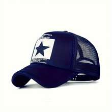 1 Piece Women's Five-Pointed Star Baseball Cap, Adjustable Casual Hat, Spring/Summer Trucker Hat - 黑色 - 查看 9