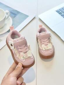 1 đôi giày thể thao đế mềm thời trang trẻ em, giày bệt da đa năng cho học sinh, giày lười đế mềm cho bé. - Hồng - Xem 1