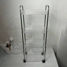 1个透明可移动化妆品收纳推车，大容量多功能浴室置物架，浴室配件及户外装饰 - 透明色 - 查看 11