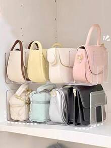 1pc Transparent Plastic Bag Organizer Divider, Acrylic Wardrobe Shelf, Handbag Storage Rack, Clear Bag Organizer - Clear - View 9