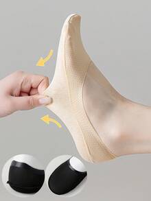 1/3/5 Pairs Spring And Summer Ice Silk Boat Socks For Women, Anti-Slip, No Heel Slipping, Invisible Socks, Thin Low-Cut Socks, Breathable Cool Socks - Multicolor - View 4