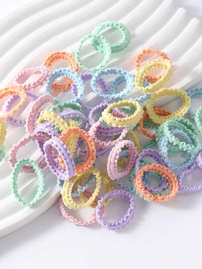 50pcs Cute Mini Hair Ties, Candy Color, Elastic Rubber Bands, Ideal For Ponytails, Suitable For Hair Styling