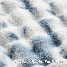 1pc Solid Color Cushion Cover Without Filler, Soft Faux Rabbit Fur Big Striped Cushion Cover, For Living Room Sofa - Bubble Velvet Blue and White - View 3