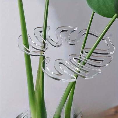 8个装柔韧透明植物支撑夹，可调节防滑园艺夹，适用于室内/室外、温室、盆栽植物、和平百合等，耐用轻便塑料材质，现代设计，透明材质
