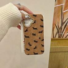 1个腊肠犬造型真皮手机壳，高品质，兼容苹果机型：17/17Pro/17ProMax/16/16Plus/16Pro/16ProMax/15/15Plus/15ProMax/14/14Plus/14Pro/14ProMax、13/13Pro/13ProMax、12/12Pro/12ProMax、11/11Pro Max - 棕色 - 查看 3