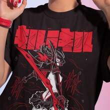 Unisex Kill La Kill Ryuko Matoi Anime T-Shirt, Manga Waifu Shirt - Negro - Ver 8