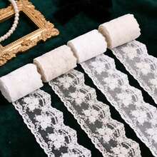 Vintage Crown Lace Satin Ribbon Applique, Elegant Embroidered Lace Trim For Easter Decor, Spring Sewing Crafts, Bridal Wedding Dresses, Curtain Tablecloth Home Decoration DIY - Mesh Style Lace - View 9