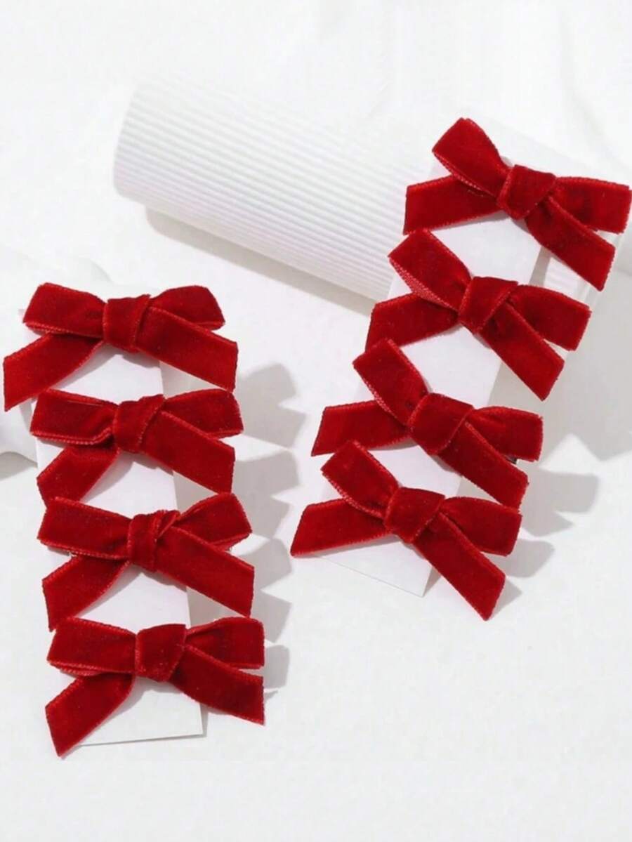 8个/套迷你粉色蝴蝶发夹，适合秋冬季日常佩戴，女士侧刘海发夹 - 彩色 - 查看 1