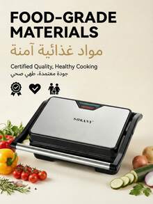 Steak Machine Panini Breakfast Maker Grill For Meat, Sausage, Hamburger, Sandwich - EU E Type Plug(220-240V) - View 2