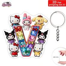 2D打印圣诞字母卡通钥匙扣，A-Z字母主题亚克力钥匙扣，包包挂件，背包和钱包挂饰，汽车钥匙扣，卡通挂件，女士钥匙扣，钥匙链 - 彩色 - 查看 27