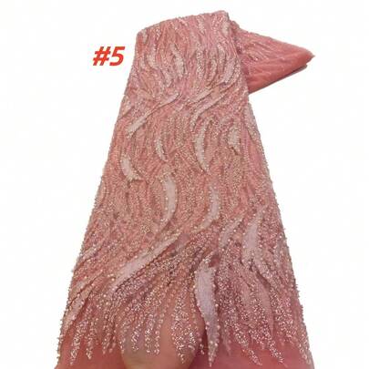 2026款高品质法国网纱蕾丝面料，饰以非洲亮片刺绣，适合缝制女士派对礼服