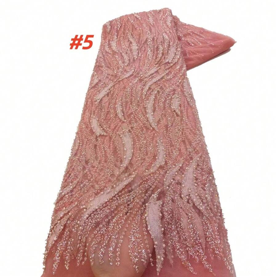 2026款高品质法国网纱蕾丝面料，饰以非洲亮片刺绣，适合缝制女士派对礼服