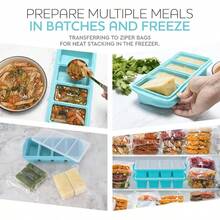 Silicone Freezer Tray With Lid - Soup Freezer Container Molds - Large Cube Tray - Makes 8 1 Cup Portions Cubes, 1 - Pack Freezer Storage Food Soups Meal Prep - Oven Dishwasher - - 一塊,一杯 - 查看 3