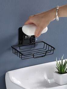 No Drilling Stainless Steel Wall Mounted Soap Dish, Bathroom Soap Holder With Drainage Hole, Home Bathroom Decor, Suitable For Autumn, Back To School Decoration - Multicolor - View 4