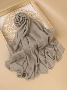 1pc High-Quality Solid Color Soft Breathable Viscose Headscarf, Suitable For Daily Wear With Robes Or Dresses - Multicolor - View 52