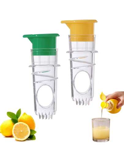 2/1pc Manual Juicer, Multi-Functional Household Small Plastic Lemon Juicer, Orange Juicer, Juicer With Separator - Juicing Artifact, Lemon Water Filter Artifact [Green + Yellow] Manual Juicer, Fruit Juicer Rotating Freshly Squeezed And Filtered