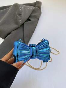 蝴蝶结艺术袁素凤链条女士小方包 2025春夏新款简约单肩斜挎包 - 藍色 - 查看 7